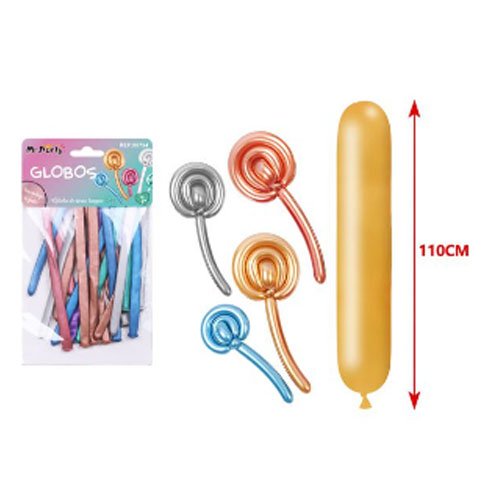 SET GLOBOS LARGOS METALIZADOS por mayor Cotillon por mayor