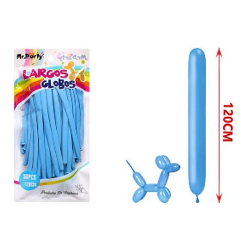 SET GLOBOS LARGOS AZUL CLARO por mayor Cotillon por mayor