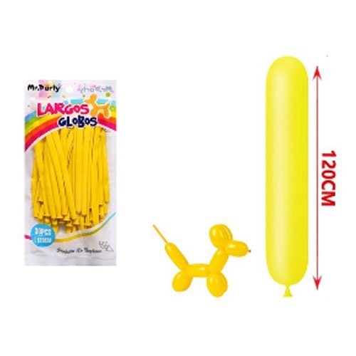 SET GLOBOS LARGOS AMARILLOS por mayor Cotillon por mayor