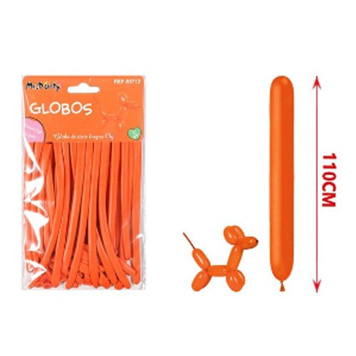 SET GLOBOS LARGOS NARANJA por mayor Cotillon por mayor