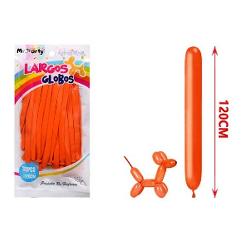 SET GLOBOS LARGOS NARANJA por mayor Cotillon por mayor