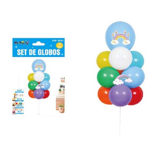 SET GLOBOS LATEX ARCOIRIS por mayor Cotillon por mayor