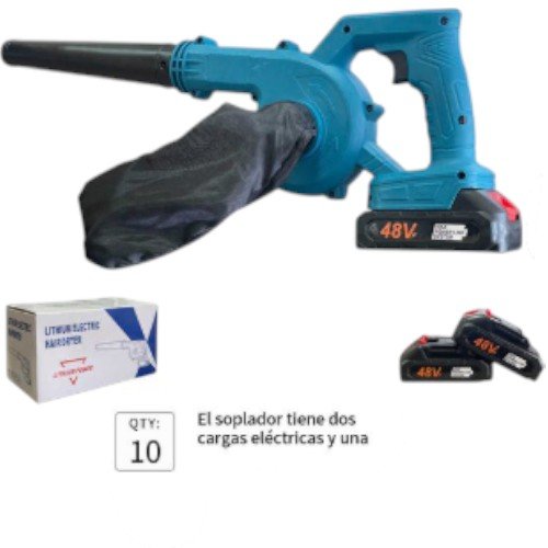 Soplador Eléctrico Inalámbrico de 48V con Bolsa Recolectora y Doble Batería de Litio 1PZA por mayor en Chile