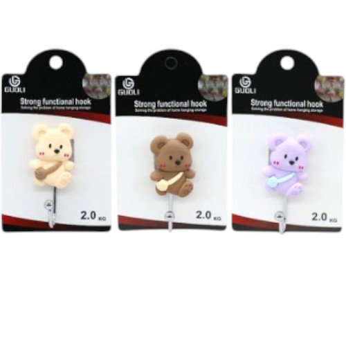 Gancho de Pared Autoadhesivo Decorativo Diseño de Oso Infantil - Soporte Resistente 2kg por mayor - Hogar por mayor