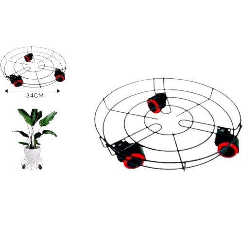 Soporte Metálico Cilindro Móvil con Ruedas para Plantas y Objetos Pesados 34cm 34cm por mayor en Chile