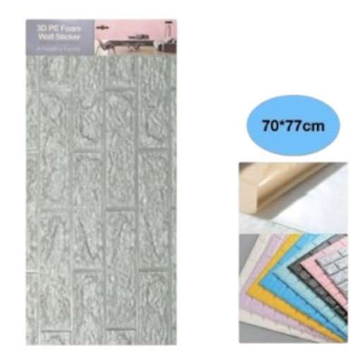 Sticker Mural 3D Diseño de Ladrillo Gris 70x77cm por mayor Hogar por mayor