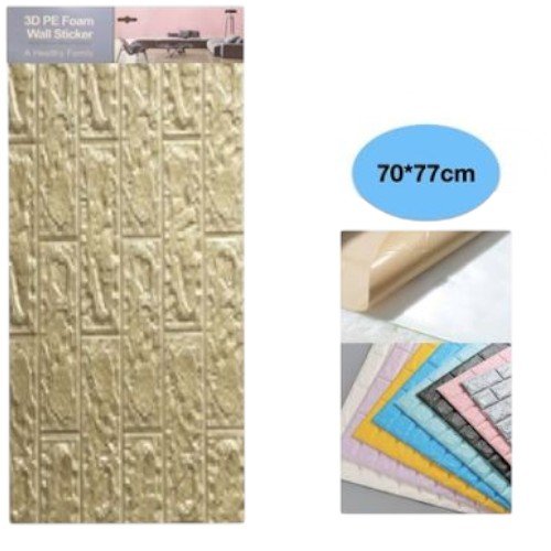 Sticker Mural 3D Diseño Ladrillo Dorado 70x77cm por mayor Hogar por mayor