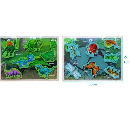 Tabla de Rompecabezas Didácticos con Motivos de Dinosaurios e Insectos por mayor - Jugueteria por mayor