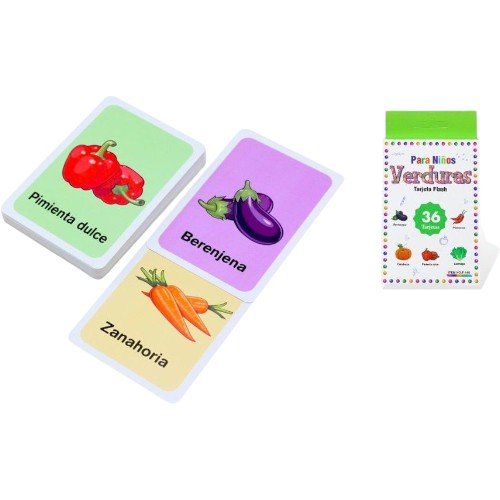 Tarjetas Flash Educativas de Verduras y Vegetales para Niños en Español por mayor Jugueteria por mayor