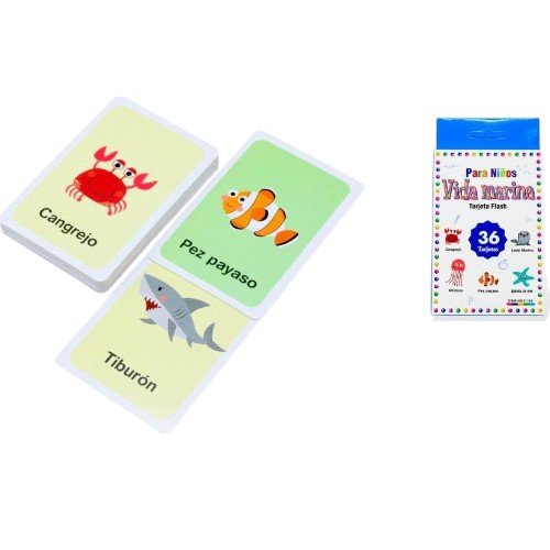 Tarjetas Flash Educativas de Vida Marina para Niños en Español por mayor Jugueteria por mayor