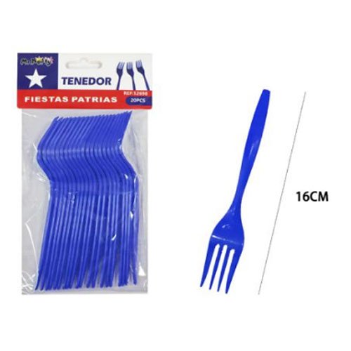 TENEDOR AZUL PLASTICO por mayor - Fiestas-Patrias por mayor