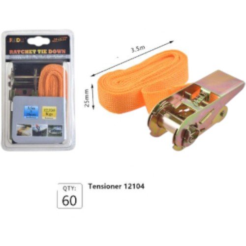 Tensor de Trinquete (Ratchet Tie Down) 12104 de 3.5 Metros - Correa de Sujeción de Carga por mayor Electrónica por mayor