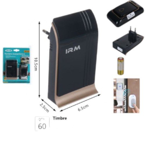 Timbre Inalámbrico de Enchufe Premium JK01-AC - Diseño Slim Negro y Dorado por mayor - Electrónica por mayor