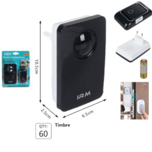 Timbre Inalámbrico de Enchufe Premium V04-ADC - Diseño Slim Negro con Lente Centelleante por mayor - Electrónica por mayor