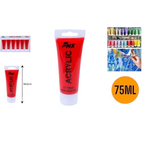 Tubo de Pintura Acrílica Profesional de 75ml Color Rojo Intenso 75ml por mayor en Chile