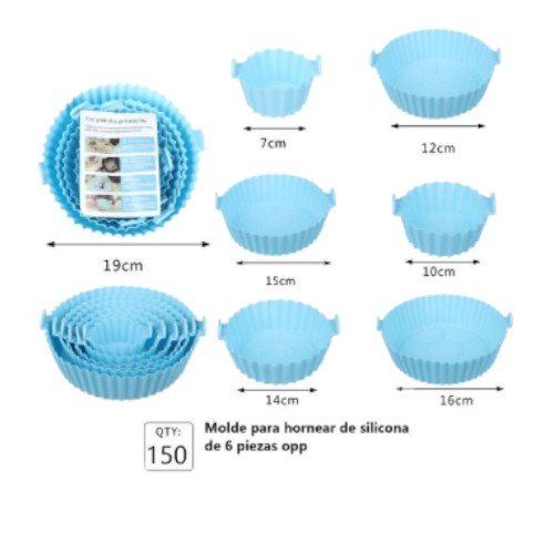 Juego de 6 Moldes de Silicona Redondos para Hornear  (7cm - 19cm) por mayor - Hogar por mayor