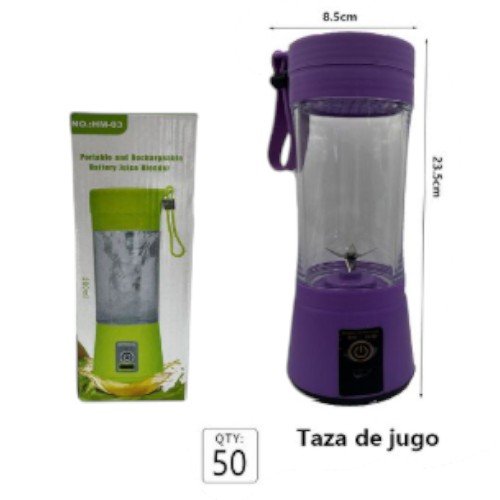 Vaso Licuadora Portátil de 6 Cuchillas Recargable de Alta Potencia (23.5cm) por mayor - Electrónica por mayor