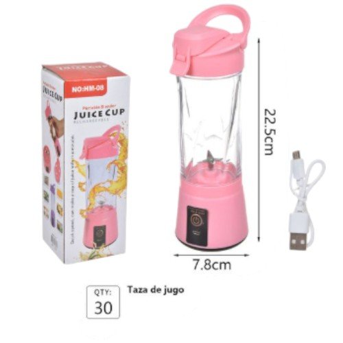 Vaso Licuadora Portátil Recargable USB con 4 Cuchillas (22.5cm x 7.8cm) por mayor - Electrónica por mayor