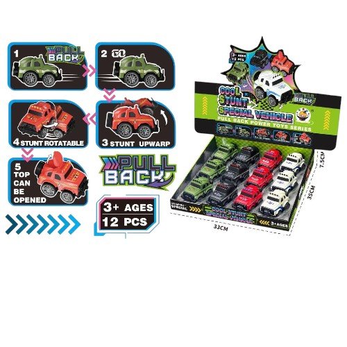 Vehículo de Acrobacias con Sistema Pull Back por mayor Jugueteria por mayor