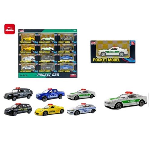 Vehículos Policiales de Aleación Metálica Escala 1:55 con Diseños de Emergencia por mayor - Jugueteria por mayor