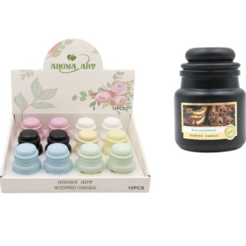 Vela Aromática Decorativa en Frasco de Vidrio Mate con Tapa de Diseño de Hongo y Colores Pasteles 1PZA por mayor en Chile