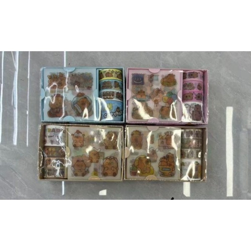 WASHI TAPE CAJA CINTAS ADHESIVAS CAPYBARA 1 Pza por mayor en Chile