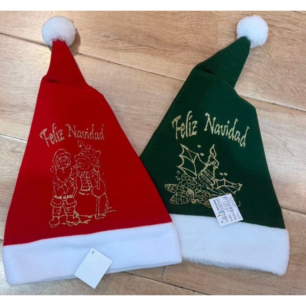 NAVIDAD GORRO POMPON CON MENSAJE 12 Pza por mayor en Chile