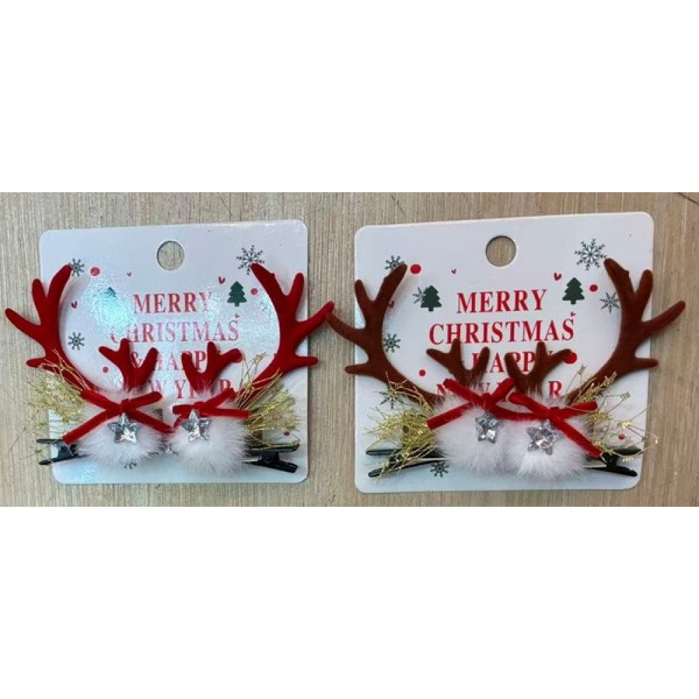 NAVIDAD PINZA PELO POMPON ASTAS 12 Pza por mayor en Chile