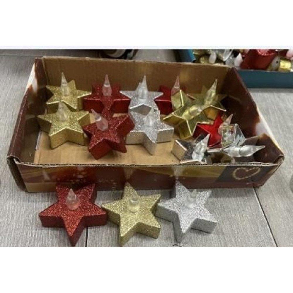 NAVIDAD VELA LED BASE ESTRELLA GLITTER 24 Pza por mayor en Chile
