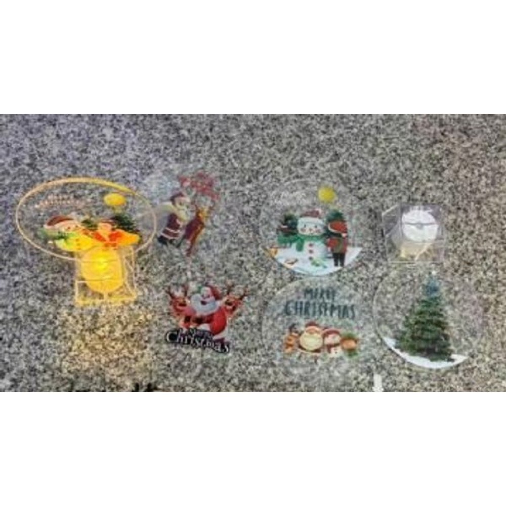NAVIDAD CIRCULO LED TRANSPARENTE FIGURA + BASE 12 Pza por mayor en Chile