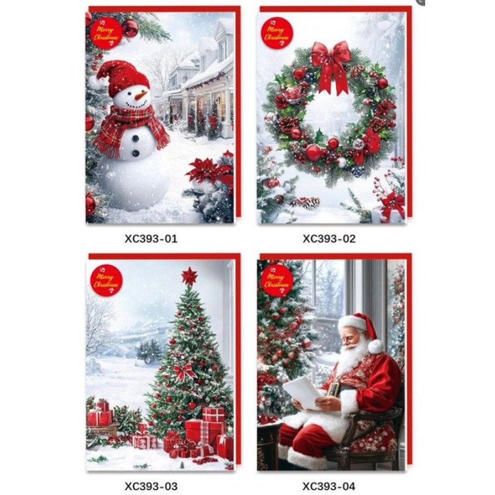 NAVIDAD TARJETA MUSICAL NEVADO 20cm-24 PZA por mayor en Chile