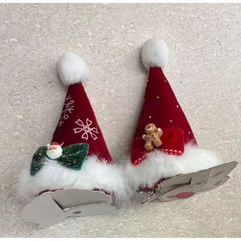 Gorros Navideños con Pinzas para Pelo 12 Pza por mayor en Chile