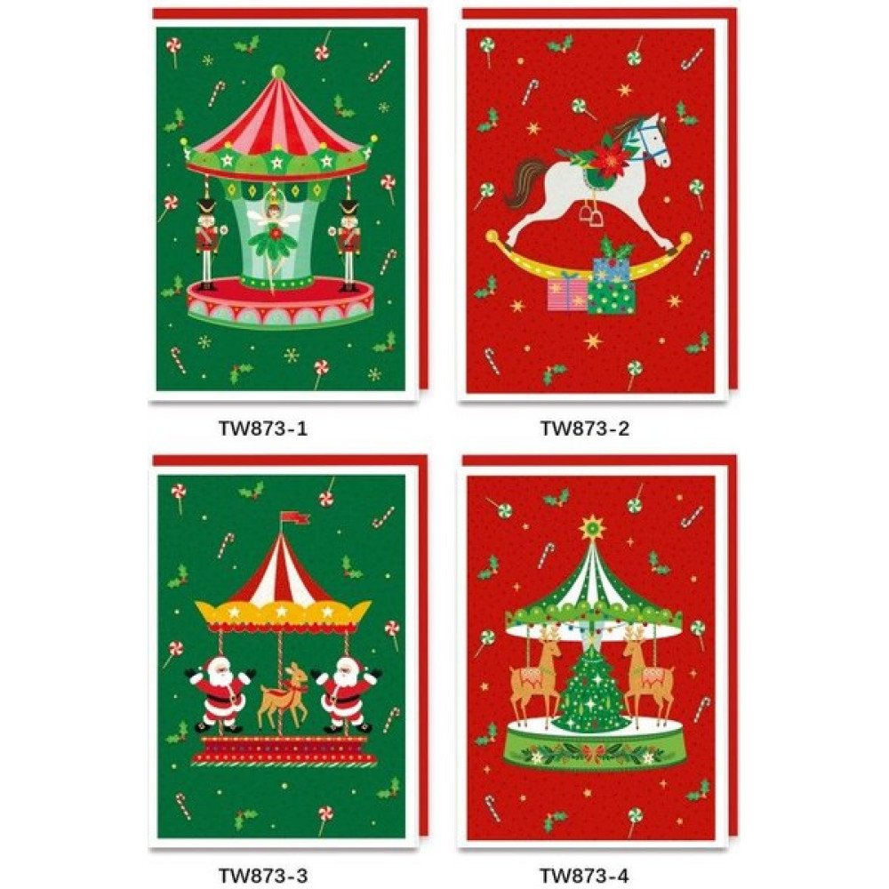 NAVIDAD TARJETA CARRUSEL 18cm- 24 PZA por mayor en Chile