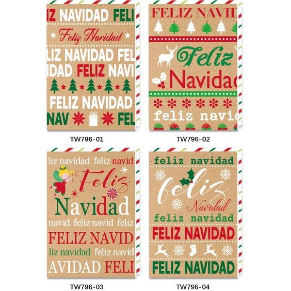 NAVIDAD TARJETA FELIZ NAVIDAD MULTIPLE 18cm-24 PZA por mayor en Chile