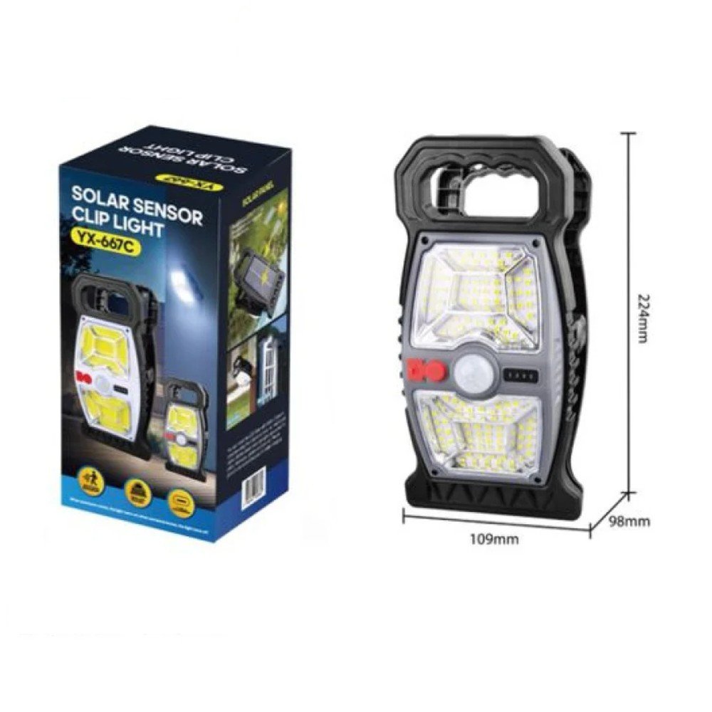 Linterna Solar Sensor Clip YX-667C Sensor solar · 109×98×226mm por mayor en Chile