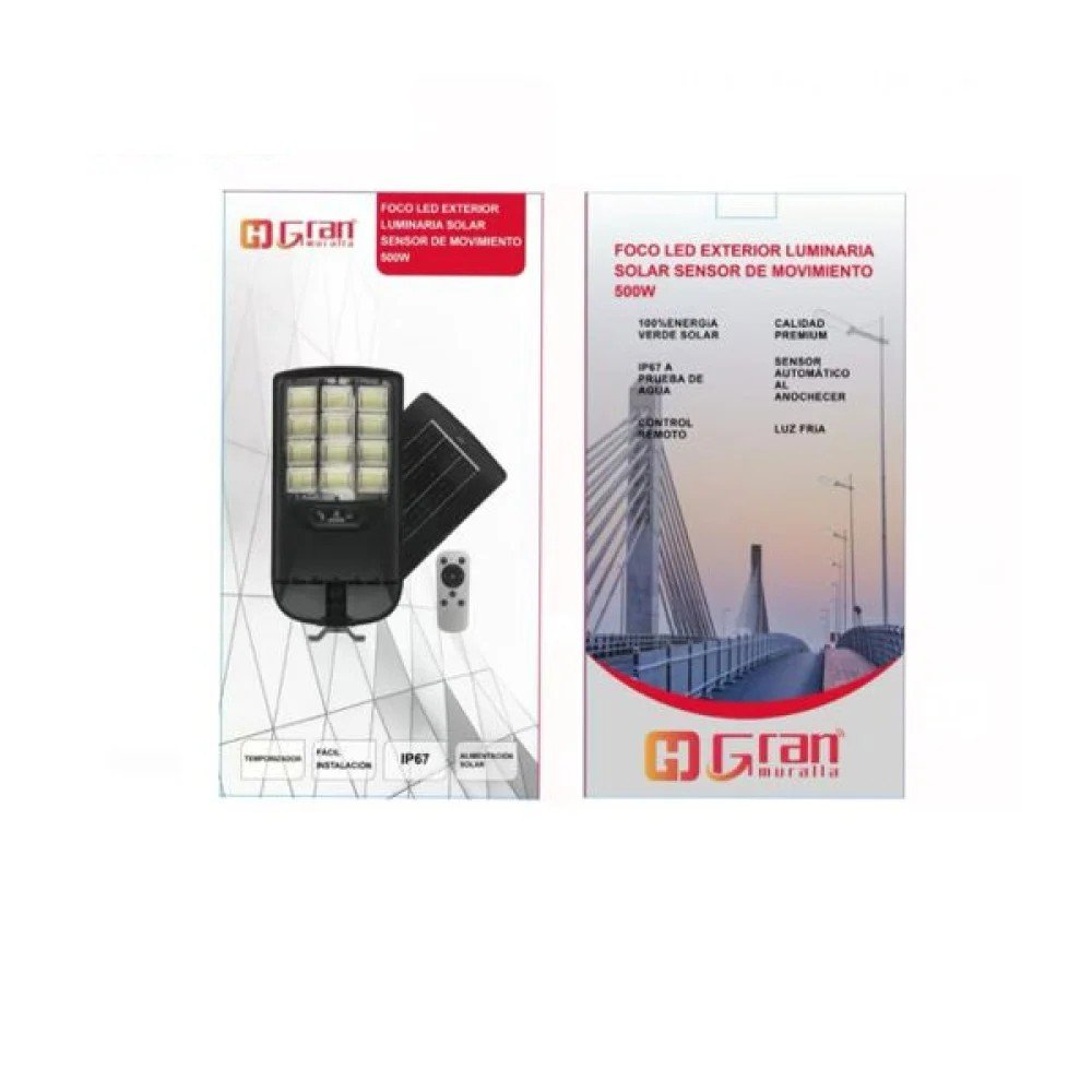 Foco LED Solar 500W Sensor Movimiento Solar · 500W · IP67 por mayor en Chile