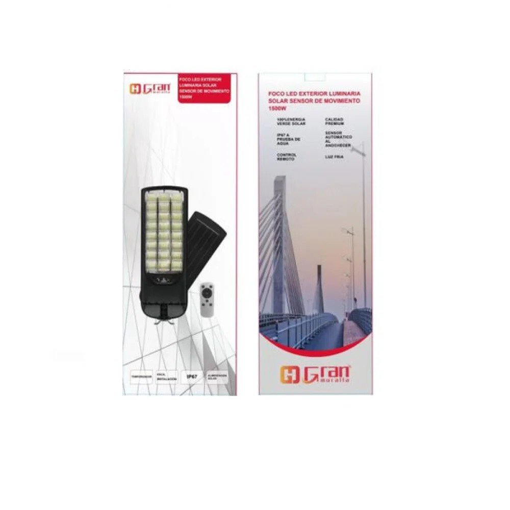 Foco LED Solar 1500W Sensor Movimiento Solar · 1500W · IP67 por mayor en Chile