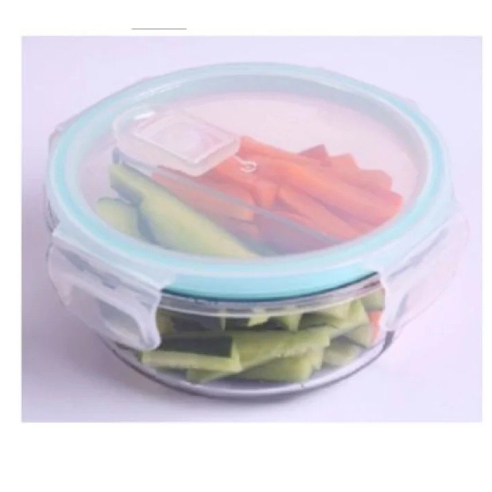 Caja grande redonda de dos compartimentos para almacenar alimentos 1000ML por mayor en Chile