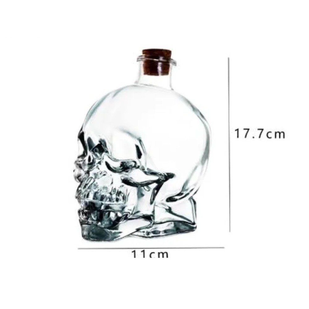 Botella de cristal de 750 ml con forma de calavera y corcho 750ml / 11 X 17.7CM por mayor en Chile