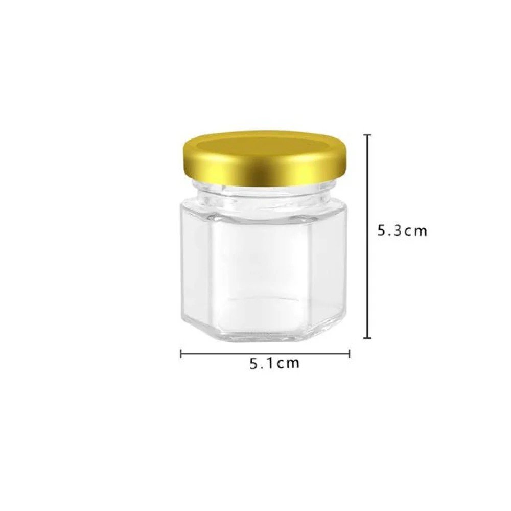 Botella de vidrio hexagonal de 60 ml con tapa dorada 60ml / 5.3 X 5.1CM por mayor en Chile