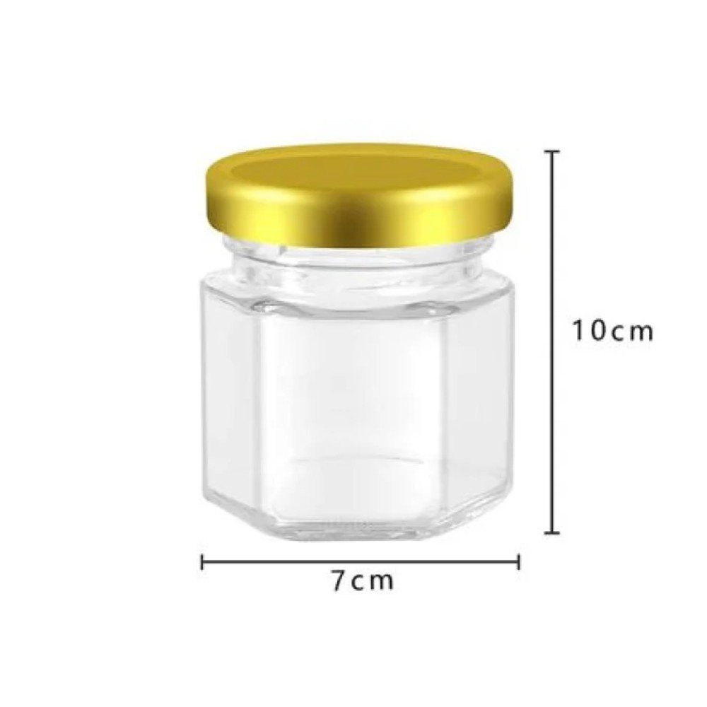 Botella de vidrio hexagonal de 280 ml con tapa dorada 280ml / 10 X 7CM por mayor en Chile