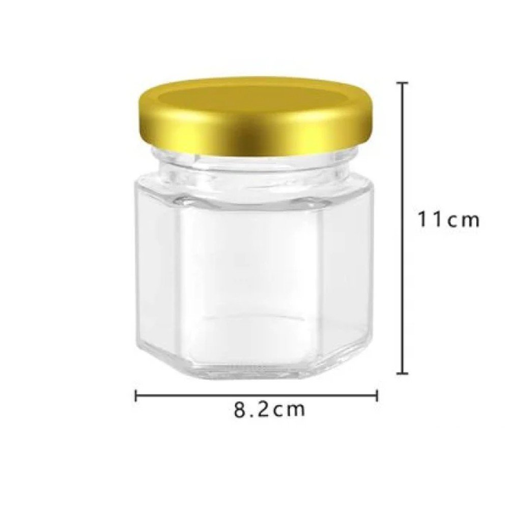 Botella de vidrio hexagonal de 500 ml con tapa dorada 500ml / 11 X 8.2CM por mayor en Chile