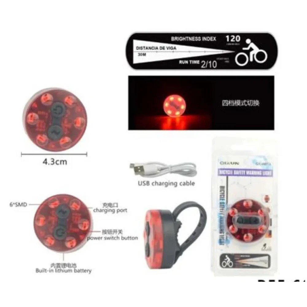 Luces de bicicleta - luces traseras 4.3CM por mayor en Chile