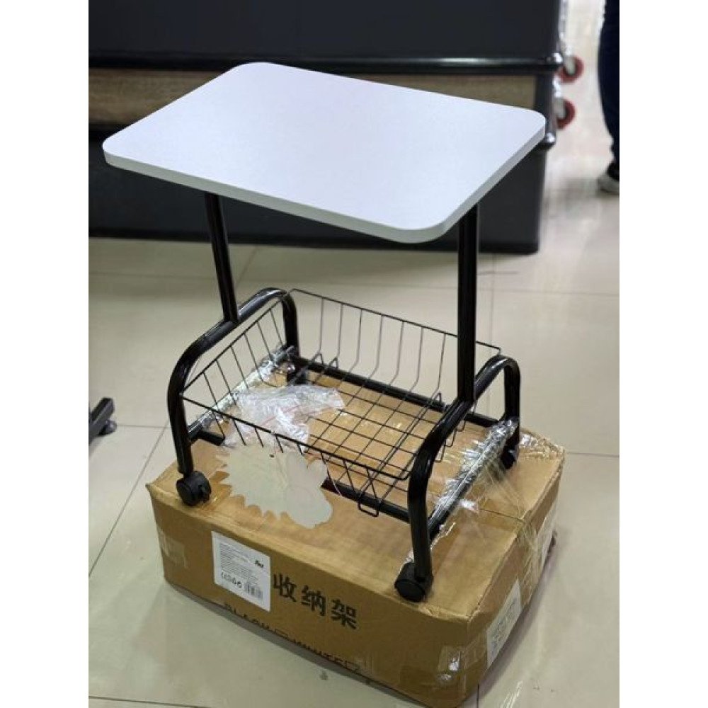 MESA CON CESTA BASE Y RUEDAS BLANCO 1 PZA por mayor en Chile