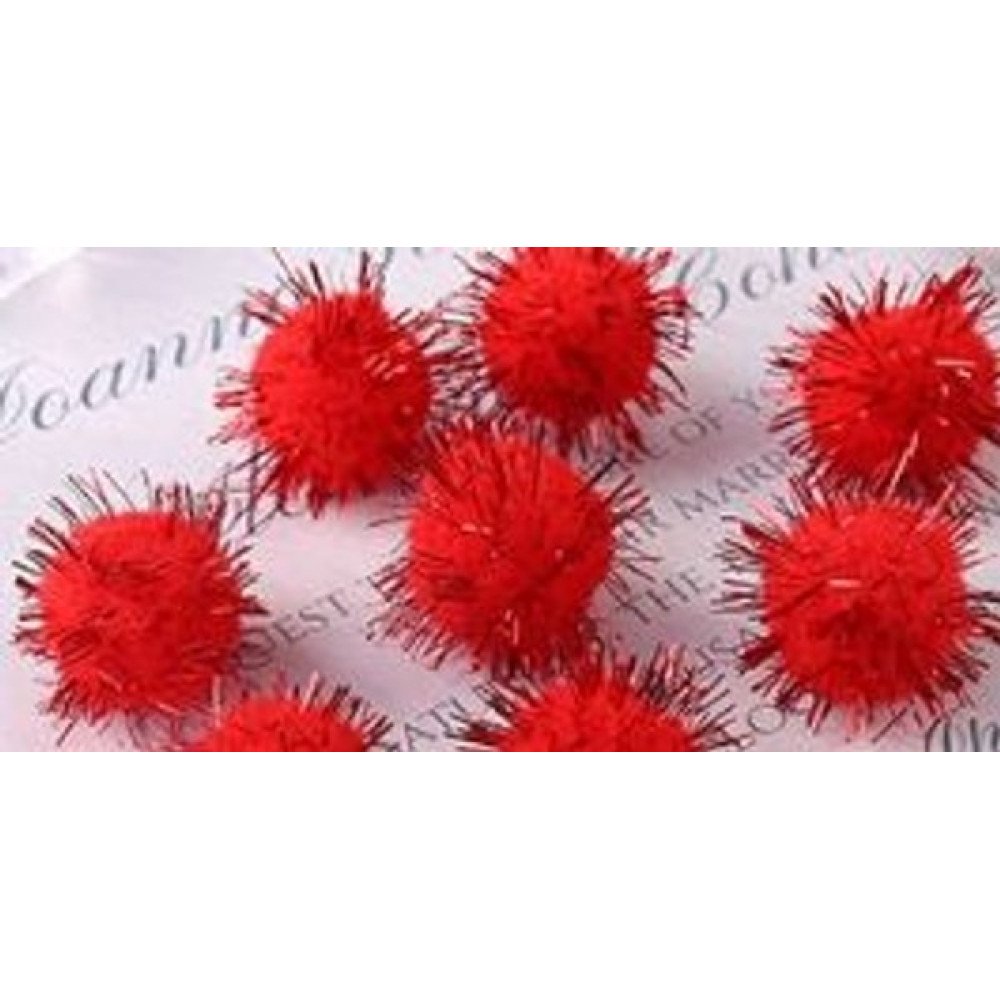POMPONES ROJO BRILLANTE 100 PZA-1,0 CM por mayor en Chile