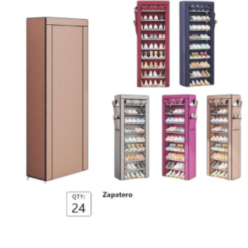 Zapatero Organizador de Tela de 8 Niveles con Cubierta Antipolvo y Bolsillos Laterales por mayor - Hogar por mayor